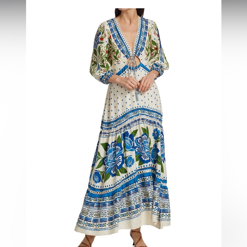 NWOT Farm Rio Macaw Flight Tiered Maxi Dress